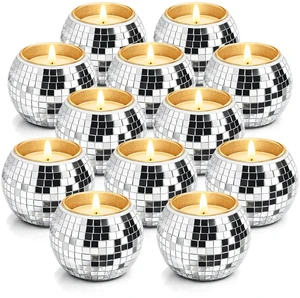 12 Pcs Disco Ball Candle Holder Glass Mirror Candle Holder Disco Ball Decor for Wedding, Party, and Christmas 12 Pcs Disco Ball Candle Holder Glass Mirror Candle Holder Disco Ball Decor for Wedding, Party, and Christmas