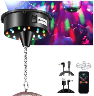 Disco Ball Motor with Light, Party Lights with Remote,6-12RPM Adjustable Speed Rotating Disco Motor,for 4''~ 24'' Mirror Ball, DJ Bands KTV Bar Christmas Birthday Wedding Outdoors Party Decor Disco Ball Motor with Light, Party Lights with Remote,6-12RPM Adjustable Speed Rotating Disco Motor,for 4''~ 24'' Mirror Ball, DJ Bands KTV Bar Christmas Birthday Wedding Outdoors Party Decor
