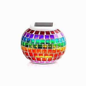 AMZSTAR Solar Glass Mosaic LED Lights Colorful Changing Ball Lights Waterproof Solar Table Lamp for Patio Yard Party Wedding Decoration (Rainbow) AMZSTAR Solar Glass Mosaic LED Lights Colorful Changing Ball Lights Waterproof Solar Table Lamp for Patio Yard Party Wedding Decoration (Rainbow)