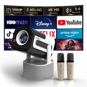 JYNTOXA Projector with WiFi and Bluetooth, Projector for Bedroom/Outdoor | 180° Rotatable Smart Projector, 2 Wireless Microphones Included, Compatible with HDMI JYNTOXA Projector with WiFi and Bluetooth, Projector for Bedroom/Outdoor | 180° Rotatable Smart Projector, 2 Wireless Microphones Included, Compatible with HDMI