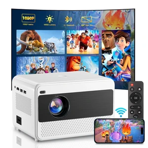 Video Projector with 5G WiFi and Bluetooth 5.1, Native 1080P Home Projector with Speaker, 16000LM Outdoor Movie Projector, Max 200" Compatible with iPhone / Android / TV Stick / Laptop / HDMI / USB Video Projector with 5G WiFi and Bluetooth 5.1, Native 1080P Home Projector with Speaker, 16000LM Outdoor Movie Projector, Max 200" Compatible with iPhone / Android / TV Stick / Laptop / HDMI / USB