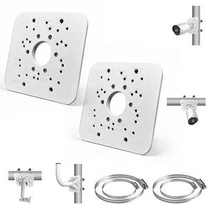 Universal Aluminum Security Camera Vertical Pole Mount Bracket with 4 Loops | Adjustable Clamp, Heavy Duty Metal, Multi Clamp Loops, Wide Compatibility, Anti Rust Coating, Easy Installation