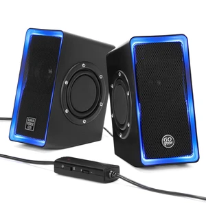 GOgroove Gaming Computer Speakers with Blue LED Light - SonaVERSE O2i Speakers for Desktop, Laptop, PC - USB Speaker 2.0 with AUX Input, in-Line Volume Control, Bass Stereo Sound, 14W (Black) GOgroove Gaming Computer Speakers with Blue LED Light - SonaVERSE O2i Speakers for Desktop, Laptop, PC - USB Speaker 2.0 with AUX Input, in-Line Volume Control, Bass Stereo Sound, 14W (Black)