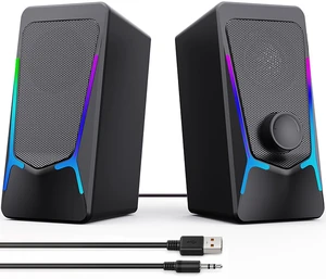 ROSON Computer Speakers for Desktop PC, Gaming Speaker with Volume Control | Compact 2.0-Channel Speaker for Laptop, USB-Powered and 3.5mm AUX Stereo, 6W, Enhanced Audio Quality, Plug & Play ROSON Computer Speakers for Desktop PC, Gaming Speaker with Volume Control | Compact 2.0-Channel Speaker for Laptop, USB-Powered and 3.5mm AUX Stereo, 6W, Enhanced Audio Quality, Plug & Play