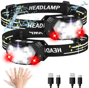 PLUSINTO 9 LED Headlamp Rechargeable 2 Pack, 2000 Lumens with Red Light | Super Bright Head Lamp, 10 Modes, Motion Sensor and Adjustable, IPX5 Waterproof Headlight for Camping Hiking Running PLUSINTO 9 LED Headlamp Rechargeable 2 Pack, 2000 Lumens with Red Light | Super Bright Head Lamp, 10 Modes, Motion Sensor and Adjustable, IPX5 Waterproof Headlight for Camping Hiking Running