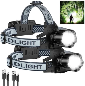 2Pack Headlamp Rechargeable, 99000 LM Super Bright LED Head Lamp with 3 Modes, 90° Adjustable Head Lights for Forehead, 20+Hrs Runtime & IPX6 Waterproof HeadLamps for Camping Running 2Pack Headlamp Rechargeable, 99000 LM Super Bright LED Head Lamp with 3 Modes, 90° Adjustable Head Lights for Forehead, 20+Hrs Runtime & IPX6 Waterproof HeadLamps for Camping Running
