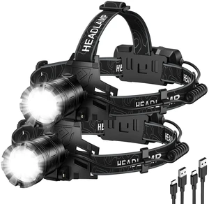 Kmivo 2-Pack Rechargeable LED Headlamps - 99,000 High Lumens Super Bright Head Light with 3 Modes, 90° Adjustable Tilt, IPX6 Waterproof for Camping, Hiking, Running & Outdoors Kmivo 2-Pack Rechargeable LED Headlamps - 99,000 High Lumens Super Bright Head Light with 3 Modes, 90° Adjustable Tilt, IPX6 Waterproof for Camping, Hiking, Running & Outdoors