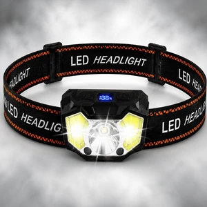 ATFIXM Rechargeable Headlamp, 1Pack Super Bright Waterproof LED Headlight, 6 Lighting Modes with Motion Sensor, HandsFree Lamp for Hiking Camping Running Outdoors