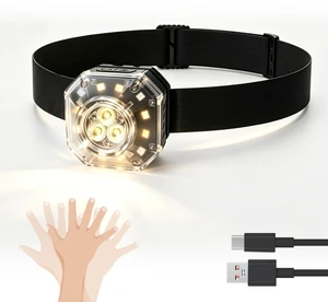 Multifunctional Headlamp Work Light, High Lumen Ultra-Light Bright LED Rechargeable Camping Headlamp, White Light & Warm Light, Wave Motion Sensor, 12 Lighting Modes for Outdoor Camping Hiking Multifunctional Headlamp Work Light, High Lumen Ultra-Light Bright LED Rechargeable Camping Headlamp, White Light & Warm Light, Wave Motion Sensor, 12 Lighting Modes for Outdoor Camping Hiking