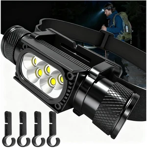 Sulitcamp LED Headlamp Rechargeable, 1600 Lumen Super Bright Head Lamp with 6 Light Modes, USB-C Charging, IP65 Waterproof, 180° Adjustable for Camping, Hiking, Fishing, Work & Emergencies