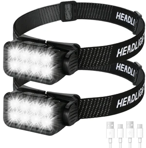 Mavtrail Head Lamps LED Rechargeable, Super Bright HeadLamp 2 Pack | 8 LED, Motion Sensor, 5 Modes, Lightweight Head Flashlight, Waterproof Head Lights for Forehead Adults Camping Hiking Working