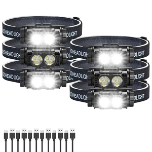 Bud K 6pack Headlamp Rechargeable, 5000L Super Bright Light LED Rechargeable Headlight, 3 Modes, Detachable Flashlight & Waterproof Head Lamp for Adult, Running, Outdoor, Emergency, Hard Hat Light Bud K 6pack Headlamp Rechargeable, 5000L Super Bright Light LED Rechargeable Headlight, 3 Modes, Detachable Flashlight & Waterproof Head Lamp for Adult, Running, Outdoor, Emergency, Hard Hat Light