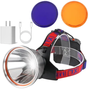 Super Bright LED Headlamp with LCD Display, Rechargeable and Waterproof, 6 Adjustable Light Modes, Lightweight Design with Yellow & Blue Lenses, Ideal for Camping, Hiking, Running (White Light) Super Bright LED Headlamp with LCD Display, Rechargeable and Waterproof, 6 Adjustable Light Modes, Lightweight Design with Yellow & Blue Lenses, Ideal for Camping, Hiking, Running (White Light)