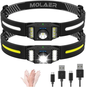 Headlamp Rechargeable, 270° LED Head Lamp, Head Lights for Forehead, 2 PACK | Motion Sensor, Wide Beam Headlight Flashlight with Red Light, 9 Modes Headband Light for Adults, Camping Accessories Gear Headlamp Rechargeable, 270° LED Head Lamp, Head Lights for Forehead, 2 PACK | Motion Sensor, Wide Beam Headlight Flashlight with Red Light, 9 Modes Headband Light for Adults, Camping Accessories Gear
