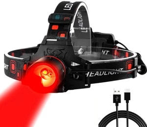 LUXNOVAQ Red Light Headlamp for Hunting, LED Rechargeable Headlight | 3 Modes Zoomable Hunting Light, Waterproof Tactical Headlamp, Red Light Head Lamp for Coyotes Fox Varmint Astronomy Aviation LUXNOVAQ Red Light Headlamp for Hunting, LED Rechargeable Headlight | 3 Modes Zoomable Hunting Light, Waterproof Tactical Headlamp, Red Light Head Lamp for Coyotes Fox Varmint Astronomy Aviation