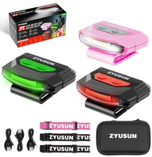 Zyusun 3-Pack Rechargeable Cap Light,Portable headlamps,Clip on Hat with Motion Sensor,Lightweight IPX4 Waterproof,Night Vision LED Lights for Hunting Fishing Camping Hiking Cycling (Green+Red+Pink) Zyusun 3-Pack Rechargeable Cap Light,Portable headlamps,Clip on Hat with Motion Sensor,Lightweight IPX4 Waterproof,Night Vision LED Lights for Hunting Fishing Camping Hiking Cycling (Green+Red+Pink)
