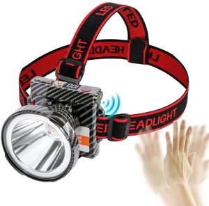 Super Lightweight Ultra-Thin LED Headlamp with Motion Sensor, 5000mAh Polymer Battery, 4 Modes with Battery Level Display IP65 Waterproof Perfect for Camping, Hiking, Fishing (YK-681Black White light) Super Lightweight Ultra-Thin LED Headlamp with Motion Sensor, 5000mAh Polymer Battery, 4 Modes with Battery Level Display IP65 Waterproof Perfect for Camping, Hiking, Fishing (YK-681Black White light)
