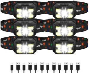 6 Pack LED Headlamp Rechargeable,Super Bright Head Lamps for Adults & Kids | Mens Christmas Stocking Stuffers,Tool Gifts forMen,Headlight Flashlight,Red Light8 ModesMotion Sensor for Running,Hunting 6 Pack LED Headlamp Rechargeable,Super Bright Head Lamps for Adults & Kids | Mens Christmas Stocking Stuffers,Tool Gifts forMen,Headlight Flashlight,Red Light8 ModesMotion Sensor for Running,Hunting