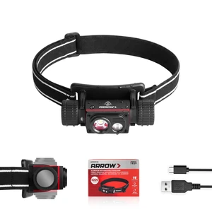 Arrow IPX8 Headlamp Rechargeable LED Head Lamp 2000 Lumen Type-C Headlights | 4 Modes Memory 90° Tilt Magnetic Type-C Fast Charge 7.5H Runtime 6-Drop Shell Camping Hiking Running Fishing Work
