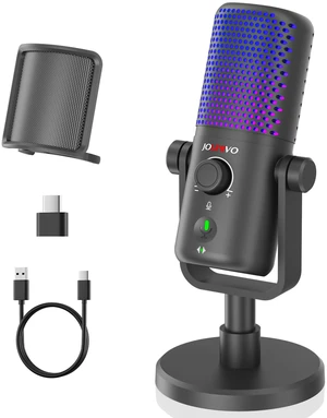 JOUNIO USB Gaming Microphone - D88 | Real-Time 3.5mm MonitoringOne-Touch Mute & Volume Control USB-A to C Adapter IncludedLightweight Plastic Build JOUNIO USB Gaming Microphone - D88 | Real-Time 3.5mm MonitoringOne-Touch Mute & Volume Control USB-A to C Adapter IncludedLightweight Plastic Build