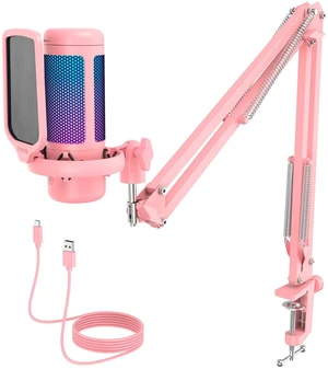 TONOR Gaming Microphone Set, Vocal Condenser Mic fop PC Gamers with RGB | Boom Arm Set, USB Mic with Controllable Light, One Tap Mute, Volume Control, for Discord, Twitch Streaming, Pink, TC310+ TONOR Gaming Microphone Set, Vocal Condenser Mic fop PC Gamers with RGB | Boom Arm Set, USB Mic with Controllable Light, One Tap Mute, Volume Control, for Discord, Twitch Streaming, Pink, TC310+