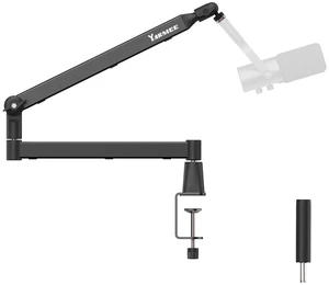 YARMEE Mic Arm with 3.95" Extension Rod, Low Profile Mic Stand, Cable Management, 360° Rotatable Boom Arm with C-Clamp, 3/8" to 5/8" Metal Screw YARMEE Mic Arm with 3.95" Extension Rod, Low Profile Mic Stand, Cable Management, 360° Rotatable Boom Arm with C-Clamp, 3/8" to 5/8" Metal Screw