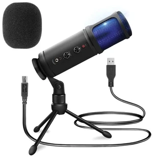 JOVIAL USB PC Recording Condenser Microphone-Blue LED,Adjustable Gain,Headphone Jack,Mute Control,Tripod Stand-Portable Pro Audio Condenser Desk Mic for Podcast Streaming Gaming-Pyle PDMIUSB50 JOVIAL USB PC Recording Condenser Microphone-Blue LED,Adjustable Gain,Headphone Jack,Mute Control,Tripod Stand-Portable Pro Audio Condenser Desk Mic for Podcast Streaming Gaming-Pyle PDMIUSB50