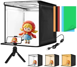 Light Box with Tripod, 12/16/20/24/32 Inch Lightbox with CRI>95 152 White Warm LED Light Beads. Portable Photo Light Box with 6 Colors PVC Backdrops. Dimmable Shooting Tent Kit for Studio Photography Light Box with Tripod, 12/16/20/24/32 Inch Lightbox with CRI>95 152 White Warm LED Light Beads. Portable Photo Light Box with 6 Colors PVC Backdrops. Dimmable Shooting Tent Kit for Studio Photography