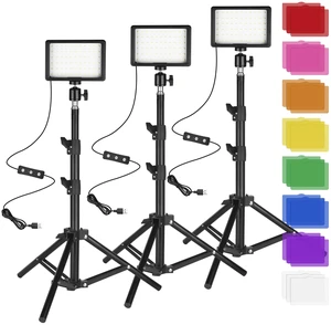 LED Photo Video Light 3-Pack,Dimmable 5600K USB LED Continuous Lighting Kit | Photography Lights with Tripods and Color Filters for Photo Studios, YouTube, TikTok, Video Recording, Game Streaming LED Photo Video Light 3-Pack,Dimmable 5600K USB LED Continuous Lighting Kit | Photography Lights with Tripods and Color Filters for Photo Studios, YouTube, TikTok, Video Recording, Game Streaming