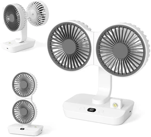 Morelax Dual Head Desk Fan with LED Light, USB Rechargeable Portable Oscillating Fan, Quiet Desktop & Wall-Mounted Fan, Tower Fan, Multi-Angle Rotation, 4 Speeds, for Bedroom, Home, Office, Camping Morelax Dual Head Desk Fan with LED Light, USB Rechargeable Portable Oscillating Fan, Quiet Desktop & Wall-Mounted Fan, Tower Fan, Multi-Angle Rotation, 4 Speeds, for Bedroom, Home, Office, Camping