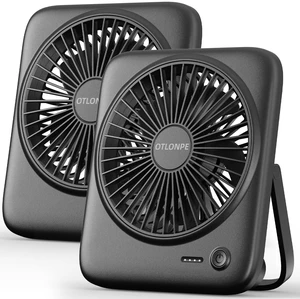Otlonpe Personal Portable Desk Fan 2 Pack, 4000mAh Small Rechargeable Portable Fan Battery Operated & USB Powered for Travel Sleeping Bedroom Office Home Table, Cordless, Quiet, 4-Speed, 6.5 Inch