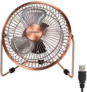 Fanspex 6" Small USB Desk Fan for Home Office Bedroom Desktop, Bronze | Metal Construction with 360° Adjust Tilt, 1800 RPM Fan Speed Fanspex 6" Small USB Desk Fan for Home Office Bedroom Desktop, Bronze | Metal Construction with 360° Adjust Tilt, 1800 RPM Fan Speed