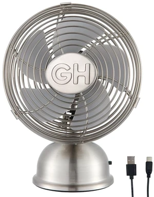 Good Housekeeping 5" All-Metal (92525) USB Desktop Laptop Nightstand Fan with Oscillation (Brushed Nickel) Good Housekeeping 5" All-Metal (92525) USB Desktop Laptop Nightstand Fan with Oscillation (Brushed Nickel)