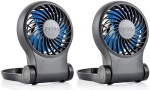 Treva 3.5 02COOL Mini USB Portable Desk Fan (2 PACK), Black/Blue, 2 Units Treva 3.5 02COOL Mini USB Portable Desk Fan (2 PACK), Black/Blue, 2 Units