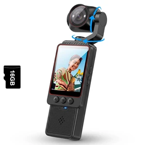 2K Vlogging Camera, Mini Camcorder, Portable Handheld Video Camera | Mini camcorder with 180° rotating lens, 7-hour battery, 16GB card, one-button recording for travel and daily moments 2K Vlogging Camera, Mini Camcorder, Portable Handheld Video Camera | Mini camcorder with 180° rotating lens, 7-hour battery, 16GB card, one-button recording for travel and daily moments
