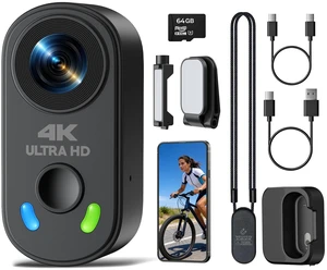 4K Mini Body Camera with 64GB Card, Action Cam with EIS Stabilization | WiFi App Control POV Cam, Charging Case, Magnetic Mount Hands-Free Recording for Vlogging Travel Cycling Motorcycle 4K Mini Body Camera with 64GB Card, Action Cam with EIS Stabilization | WiFi App Control POV Cam, Charging Case, Magnetic Mount Hands-Free Recording for Vlogging Travel Cycling Motorcycle