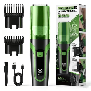 Beard Trimmer for men, Vacuum Mustache Trimmer Electric Shaver, Green | Body Hair Trimmer with Type-C Charging, LCD Display, IPX7 Waterproof, Dual-Motor, Length Adjustable Blade Wheel (1/25"-4/5") Beard Trimmer for men, Vacuum Mustache Trimmer Electric Shaver, Green | Body Hair Trimmer with Type-C Charging, LCD Display, IPX7 Waterproof, Dual-Motor, Length Adjustable Blade Wheel (1/25"-4/5")