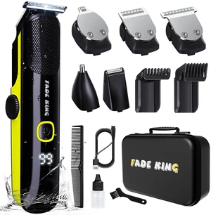 FADEKING Beard Trimmer for Men, Professional Hair Trimmer, Waterproof Electric Beard Trimmer Razor for Nose, Body, Face & Mustache, Cordless Hair Clippers, Grooming Gifts for Men (Yellow) FADEKING Beard Trimmer for Men, Professional Hair Trimmer, Waterproof Electric Beard Trimmer Razor for Nose, Body, Face & Mustache, Cordless Hair Clippers, Grooming Gifts for Men (Yellow)