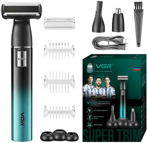 VGR 628 Cordless Beard Trimmer for Men with Zero-Gap T-Blade | 600mAh battery; 60min runtime; USB rechargeable; 3 guide combs; cleaning brush; charging cable