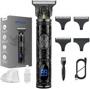 AMULISS Beard Trimmer for Men,Vintage Hair Trimmer, LED Rechargable (Black) | Multifunctional,180-min Running Time,All-Metal Body,T- blade trimmer for beard,haircut,Carving,body hair,balding trimming AMULISS Beard Trimmer for Men,Vintage Hair Trimmer, LED Rechargable (Black) | Multifunctional,180-min Running Time,All-Metal Body,T- blade trimmer for beard,haircut,Carving,body hair,balding trimming