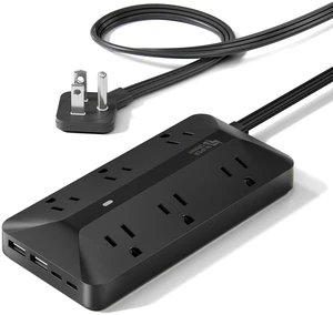Flat Power Strip 6FT, Extension Cord with Multiple Outlets,1050J | Surge Protector, 6AC + 4USB Flat Plug Sleek Socket, 10-in-1 Outlet Extender, Dorm Room Essentials, for Home Office & School Flat Power Strip 6FT, Extension Cord with Multiple Outlets,1050J | Surge Protector, 6AC + 4USB Flat Plug Sleek Socket, 10-in-1 Outlet Extender, Dorm Room Essentials, for Home Office & School