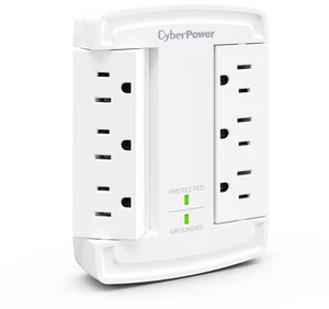 CyberPower CSB6WS Essential Surge Protector | 6 Swivel Outlets, 1800J, WallTap Design, EMI/RFI Filtering, Home/Office Protection CyberPower CSB6WS Essential Surge Protector | 6 Swivel Outlets, 1800J, WallTap Design, EMI/RFI Filtering, Home/Office Protection