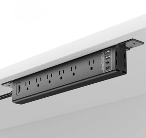Under Desk/Wall/Corner Mount Surge Protector Power Strip, 360° Mountable, 6AC+4USB (2 USB-C PD20W), 6FT Flat Plug Extension Cord, for Home/Office/Gaming/Kitchen Under Desk/Wall/Corner Mount Surge Protector Power Strip, 360° Mountable, 6AC+4USB (2 USB-C PD20W), 6FT Flat Plug Extension Cord, for Home/Office/Gaming/Kitchen