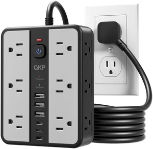 2400J Surge Protector Power Strip with 12 Outlets, 6 USB (3 USB C), 6 FT | 0.5" Thin 45° Flat Plug, 1.7" Wide-Spaced Outlets, 2400J Surge Protection & 1875W/15A Overload Protection for Home & Gaming
