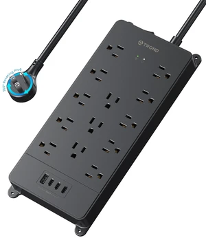 TROND 360° Rotating Surge Protector Power Strip 5ft, ETL Listed,4000J,Black | 13AC Widely Spaced Outlets Expansion with 3 USB C Ports, Flat Plug, Extension Cord Heavy Duty, Wall Mount, Under Desk TROND 360° Rotating Surge Protector Power Strip 5ft, ETL Listed,4000J,Black | 13AC Widely Spaced Outlets Expansion with 3 USB C Ports, Flat Plug, Extension Cord Heavy Duty, Wall Mount, Under Desk