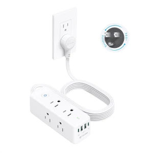 TROND 360 Rotating Plug Surge Protector Power Strip with USB C PD20W, White | 6 Widely Spaced Outlets, 1440J Surge Protection, Wall-Mountable Design, 10ft Flat Extension Cord for Home Office Dormitory TROND 360 Rotating Plug Surge Protector Power Strip with USB C PD20W, White | 6 Widely Spaced Outlets, 1440J Surge Protection, Wall-Mountable Design, 10ft Flat Extension Cord for Home Office Dormitory