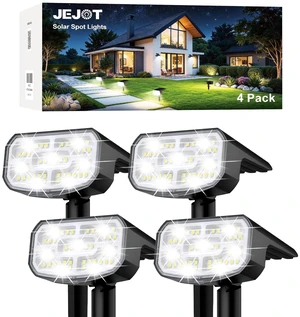 JEJOT Solar Spot Lights Outdoor Waterproof, Solar Spotlights, 4 Pack | 2 Lighting Modes, 120° Adjustable Solar Lights for Yard Garden Lawn Landscape Pathway, Cool White JEJOT Solar Spot Lights Outdoor Waterproof, Solar Spotlights, 4 Pack | 2 Lighting Modes, 120° Adjustable Solar Lights for Yard Garden Lawn Landscape Pathway, Cool White