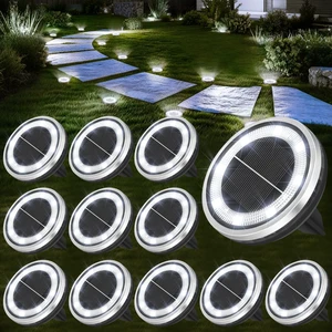 12 Pack Solar Ground Lights Outdoor Waterproof Garden Lights for Yard Lawn | Solar Garden Pathway lights Outdoor Inground Disc Landscape Lighting for Walkway Yard Lawn Deck Decoration, Cool White 12 Pack Solar Ground Lights Outdoor Waterproof Garden Lights for Yard Lawn | Solar Garden Pathway lights Outdoor Inground Disc Landscape Lighting for Walkway Yard Lawn Deck Decoration, Cool White