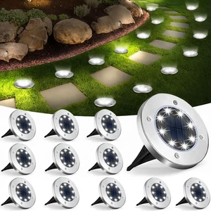 UFOND 12 Pack Solar Ground LightsOutdoor Waterproof LED Gardenlight, Disklights for Lawn Pathway Yard Walkway Driveway Patio Deck, Solar Lights (Cold White)