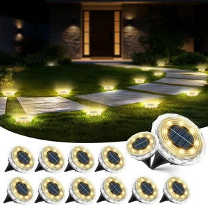 echosari 12 Pack Solar Ground Lights Anti Glare Diamond Warm White | Solar Disc Lights Auto ON/OFF In-Ground Lights Waterproof Long Lasting for Pathway Walkway Patio echosari 12 Pack Solar Ground Lights Anti Glare Diamond Warm White | Solar Disc Lights Auto ON/OFF In-Ground Lights Waterproof Long Lasting for Pathway Walkway Patio